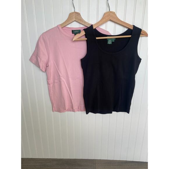 Lauren Ralph Lauren Shirt Bundle Womens S Pink/Black Short Sleeve / tank top - Picture 1 of 8